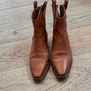 Free People / We The Free Brown Leather Western Style Ankle Boots